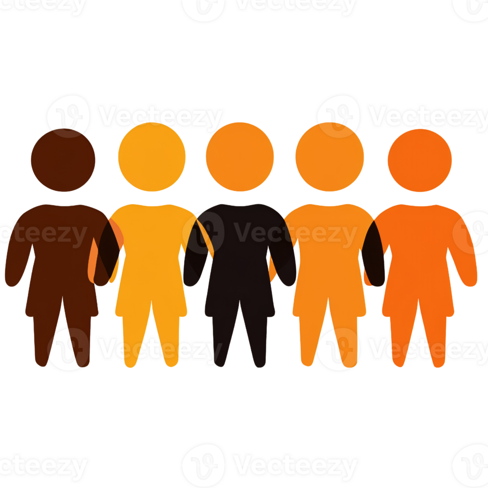 Diversity group of people icons on transparent background png