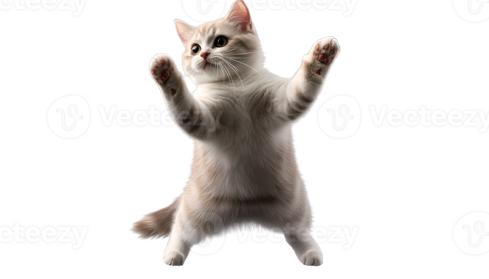 Cute kitten paws up on transparent background png