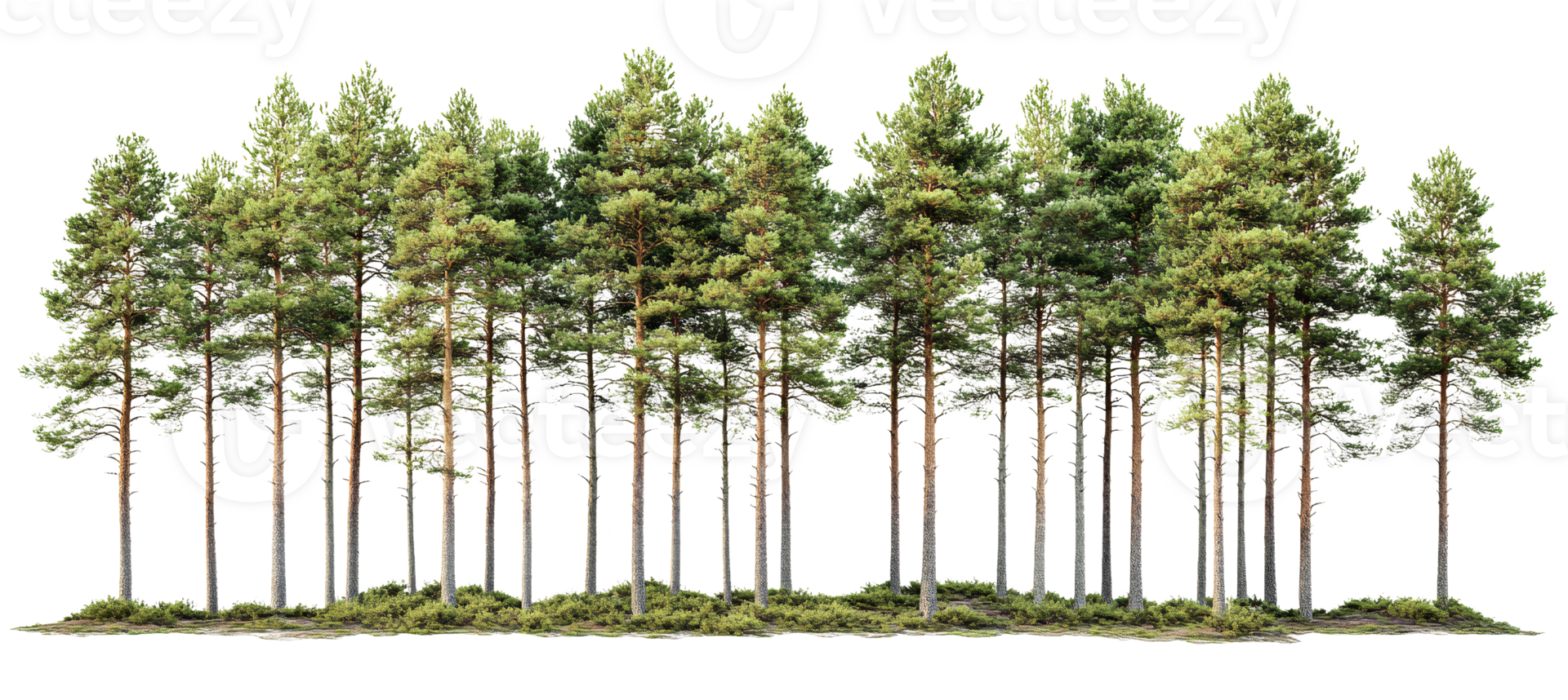 Pine trees row on transparent background png