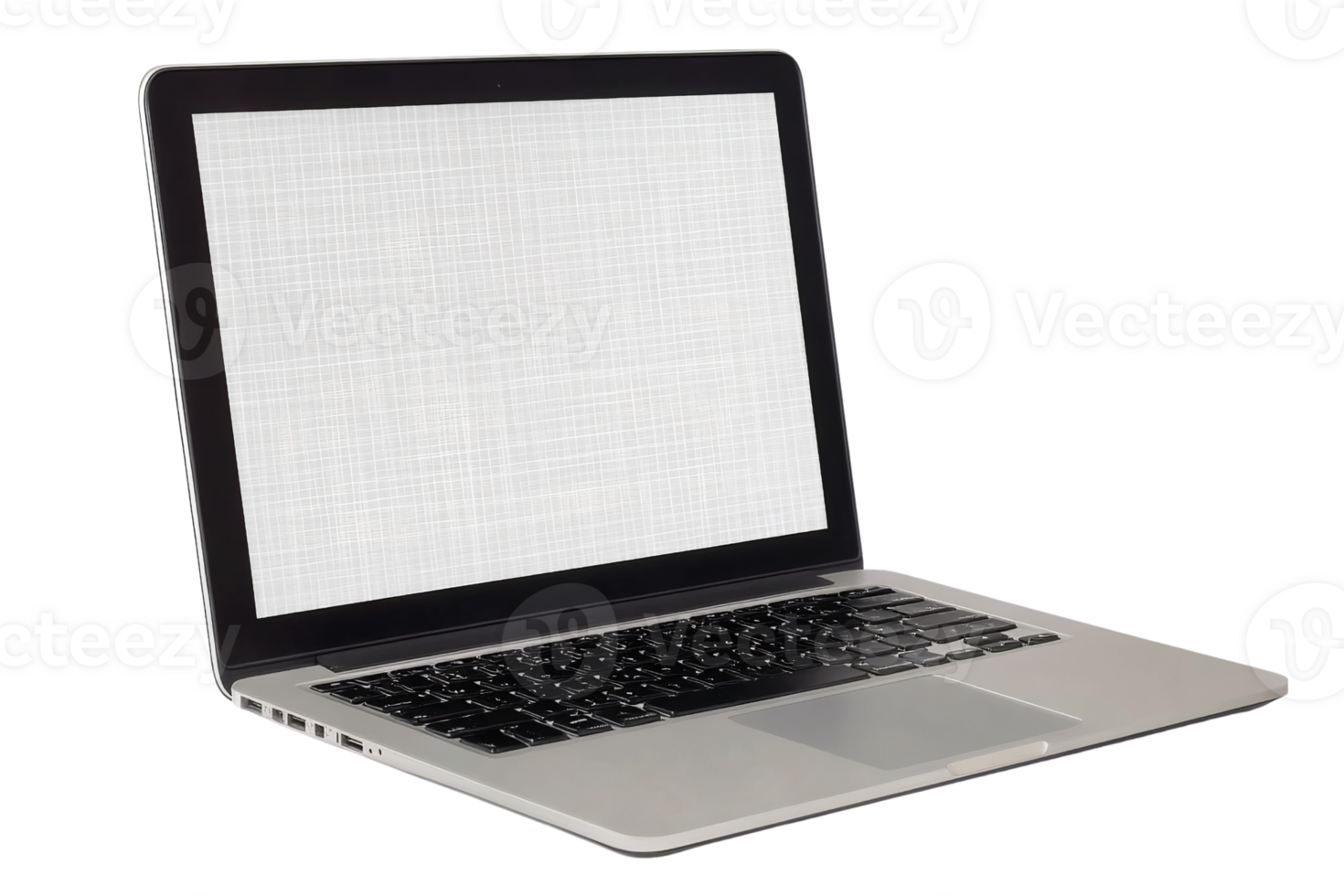 Silver laptop computer mockup on transparent background png