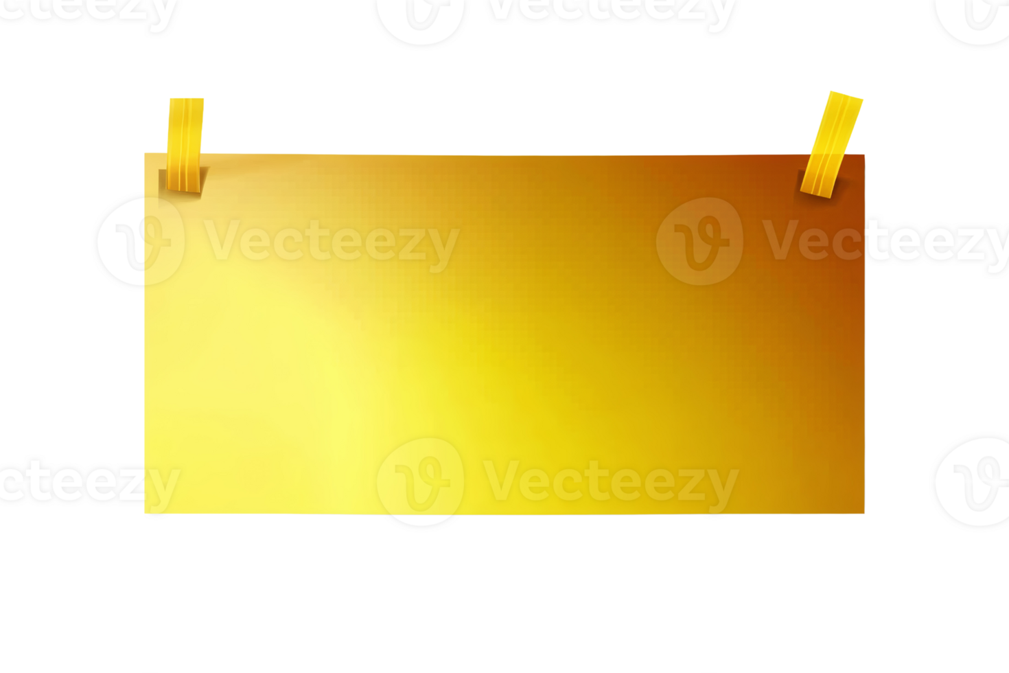 Gold gradient note paper with tape on transparent background png