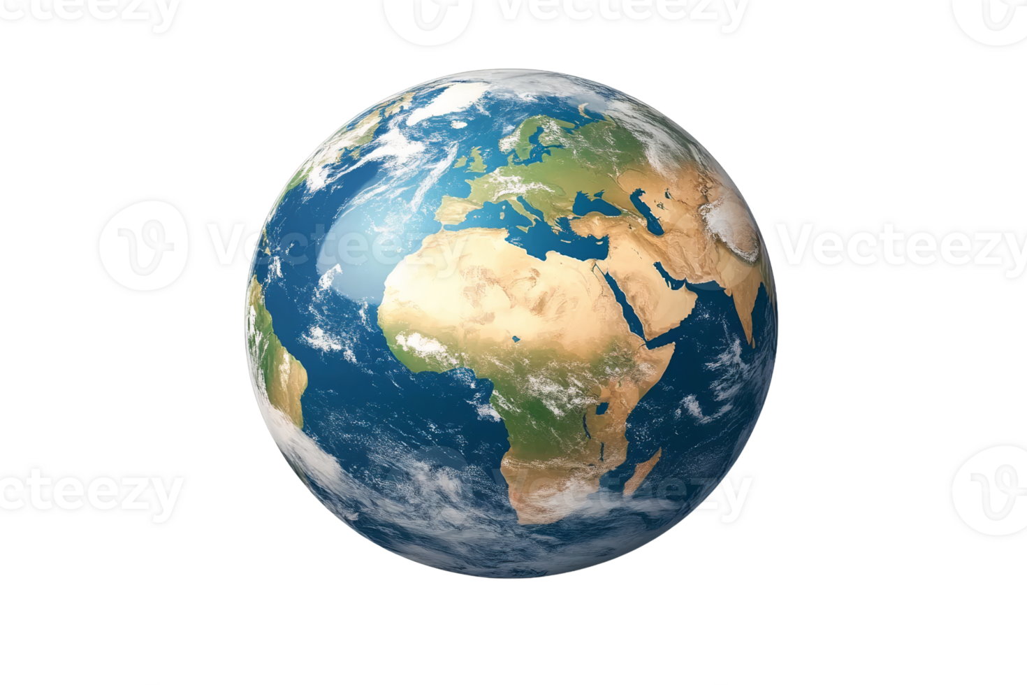 Earth globe on transparent background detailed 3d render png
