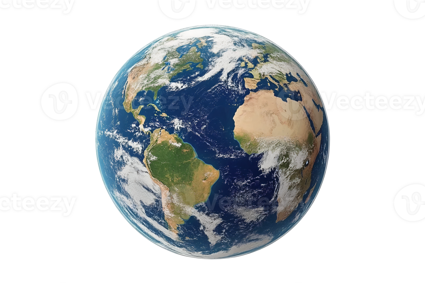Earth globe on transparent background 3d render png