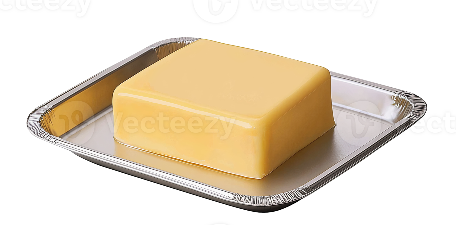 Rectangular butter block on aluminum foil tray png