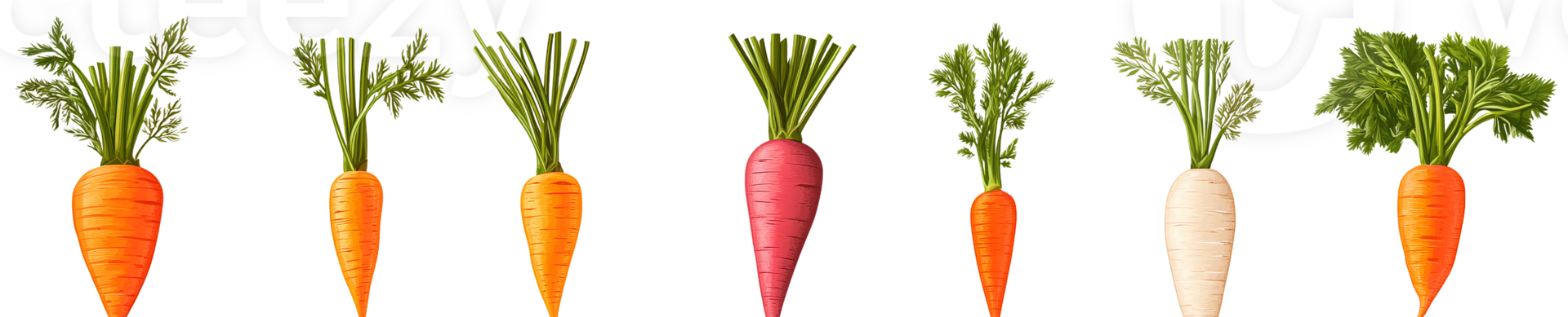 Carrots and parsnip vegetable collection on transparent background png