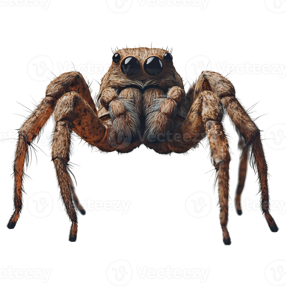 Brown jumping spider on transparent background png