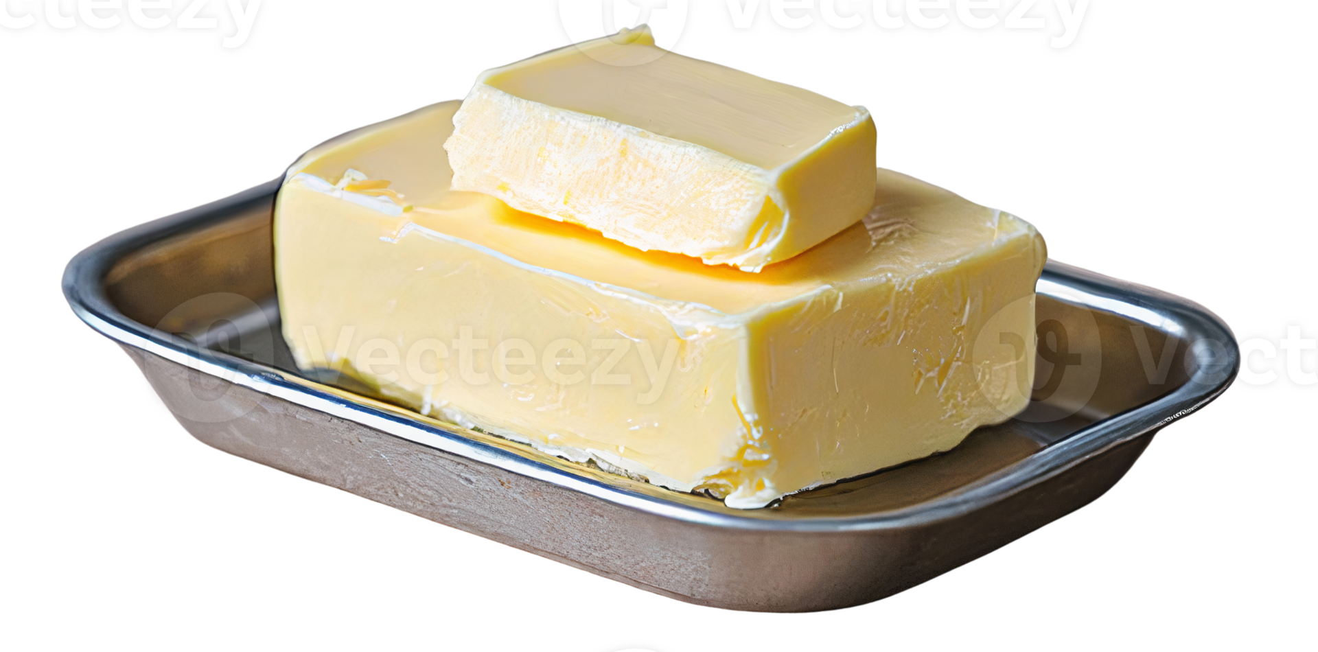 Butter block in metal dish on transparent background png