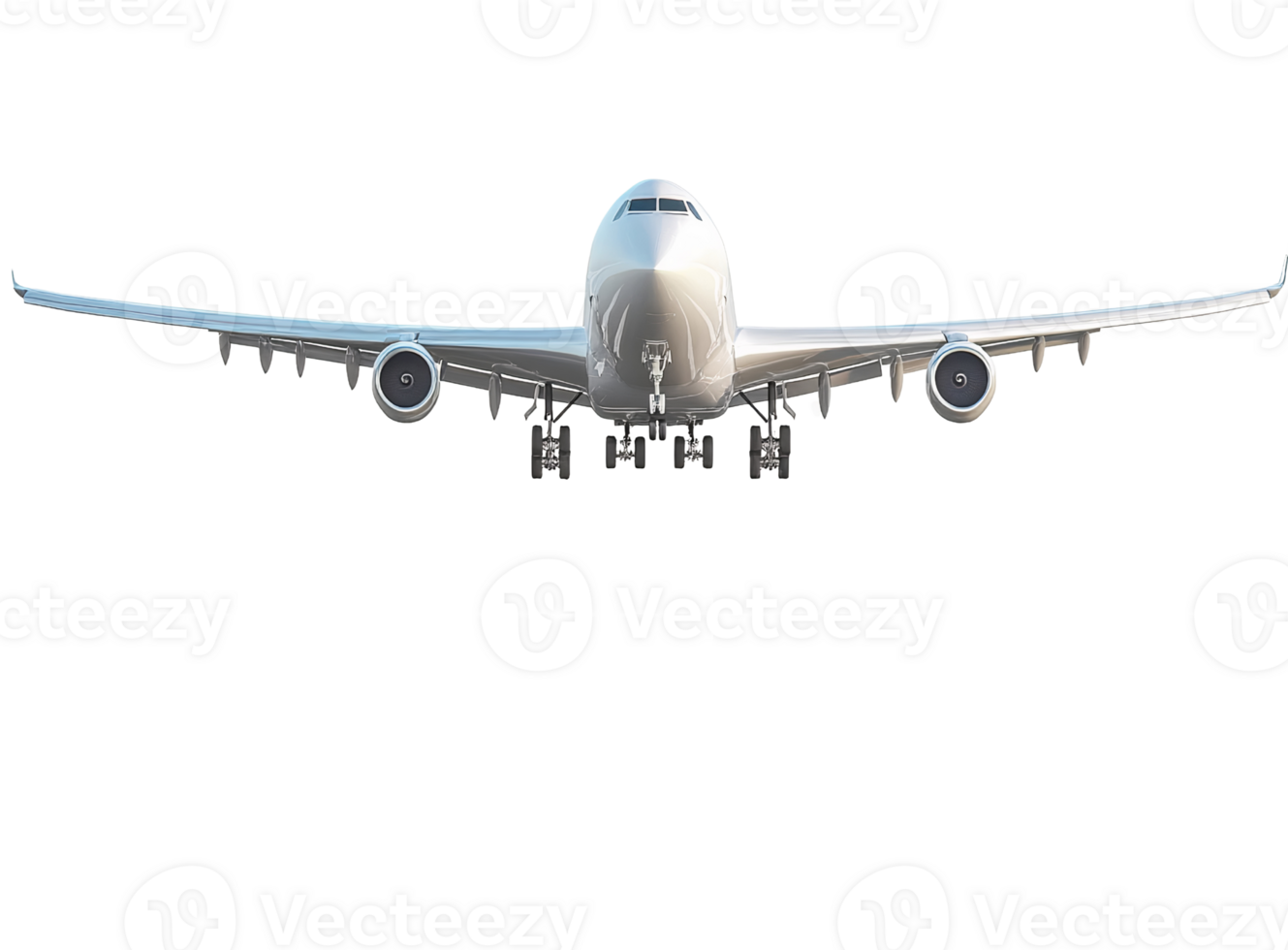 Airplane landing gear down on transparent background png