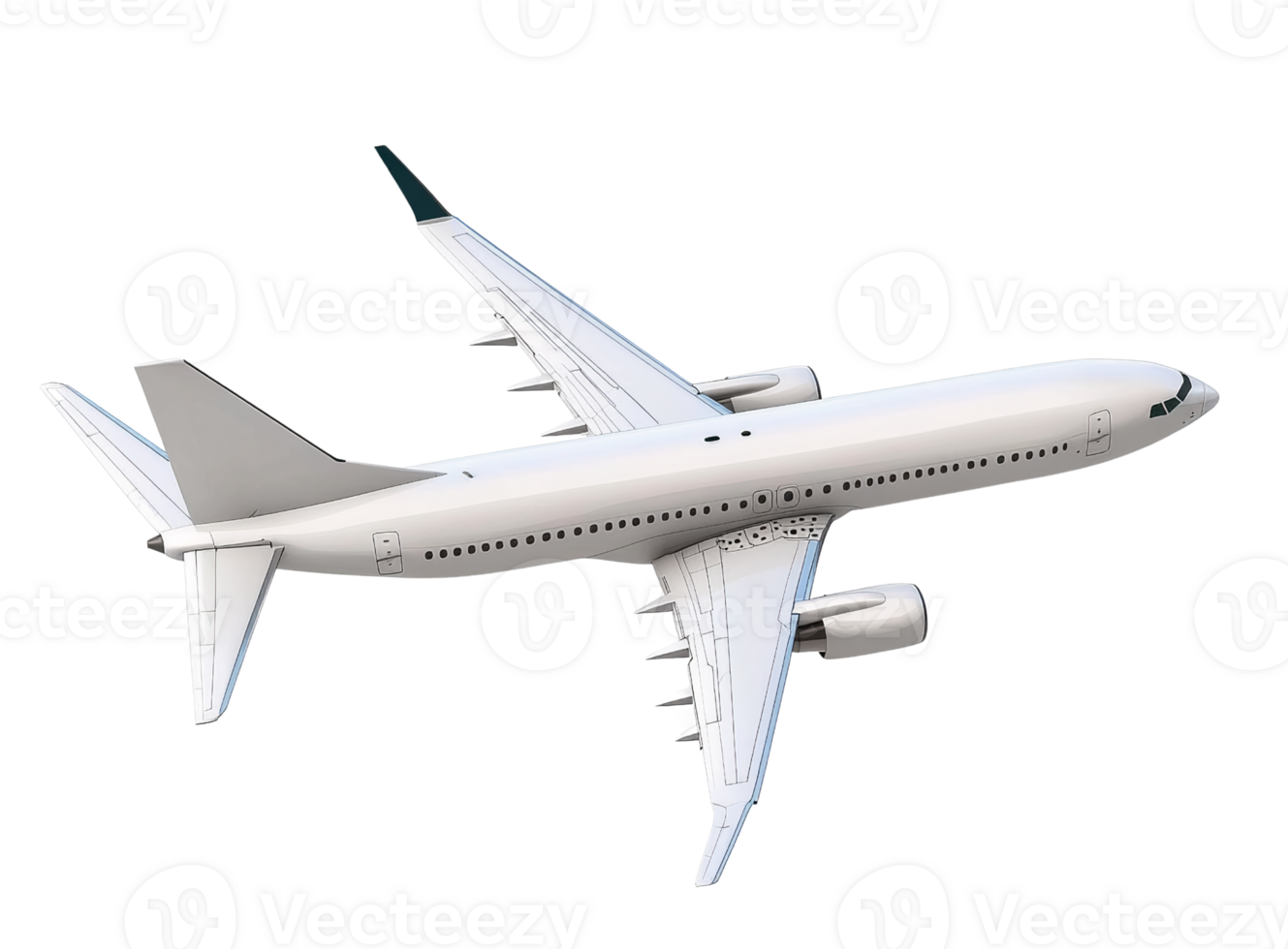 White passenger airplane on transparent background png