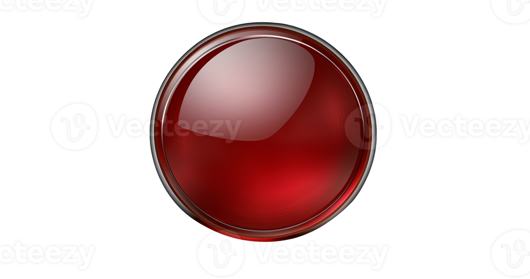 Red glossy oval button on transparent background png