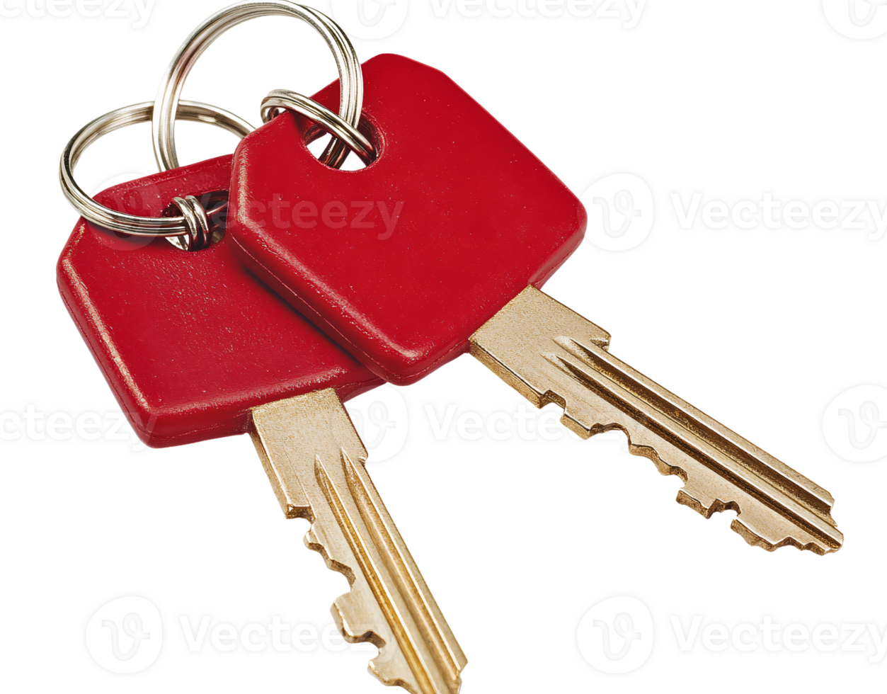 Red keys on ring isolated on transparent background png