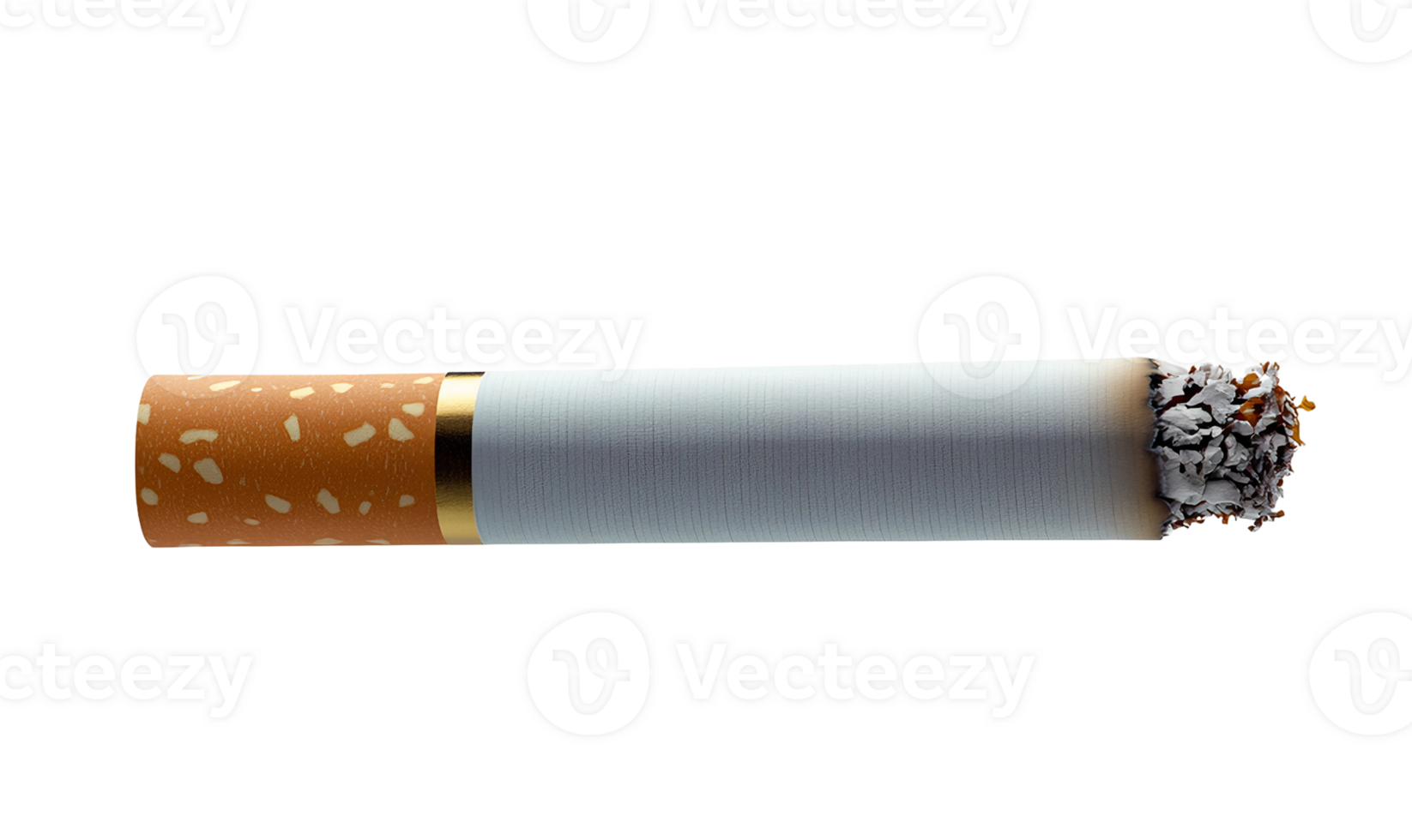 Burning cigarette with orange filter on transparent background png