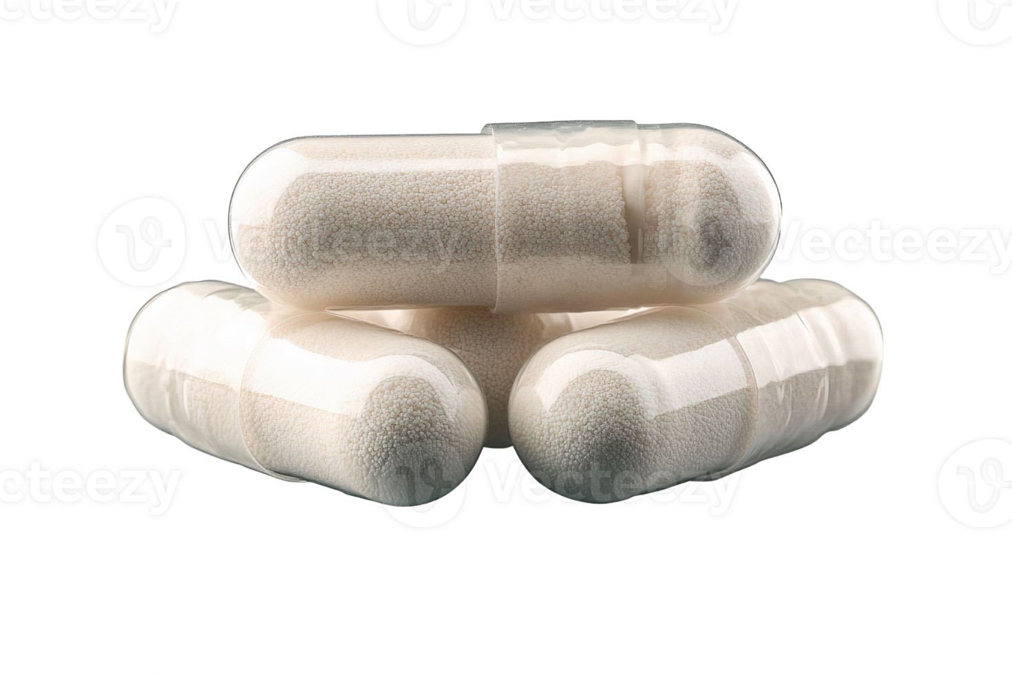 White powder capsules on transparent background png