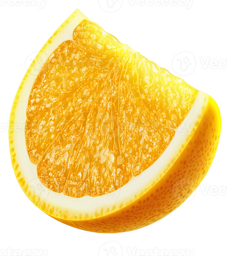 Juicy orange slice on transparent background png