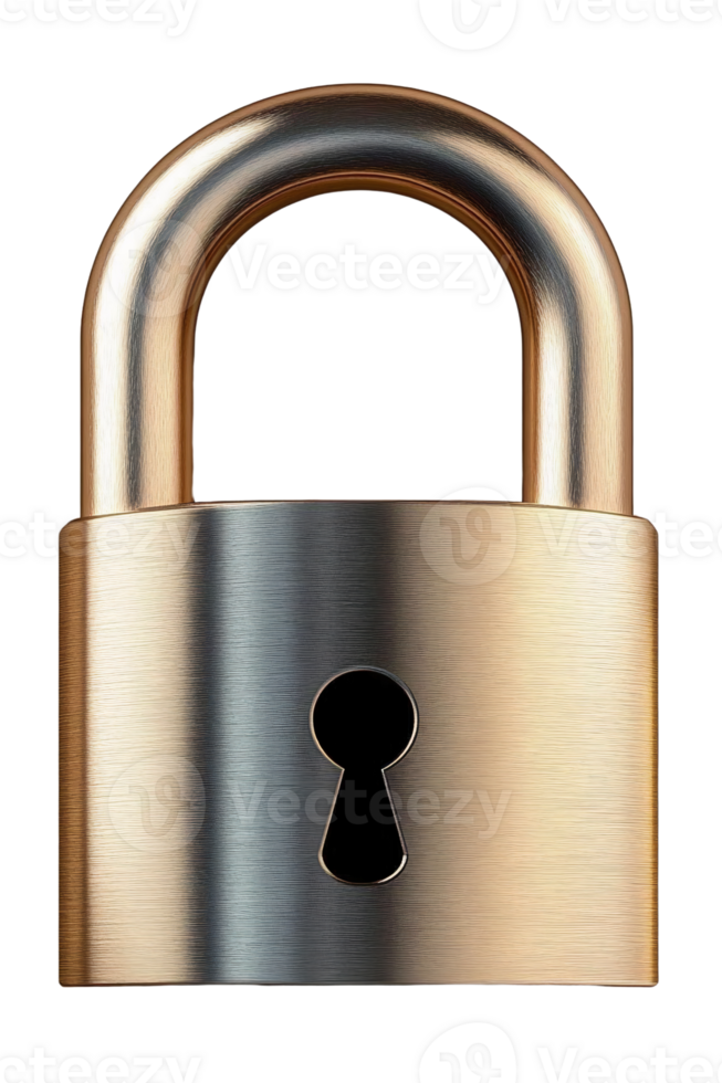 Brass padlock on transparent background png