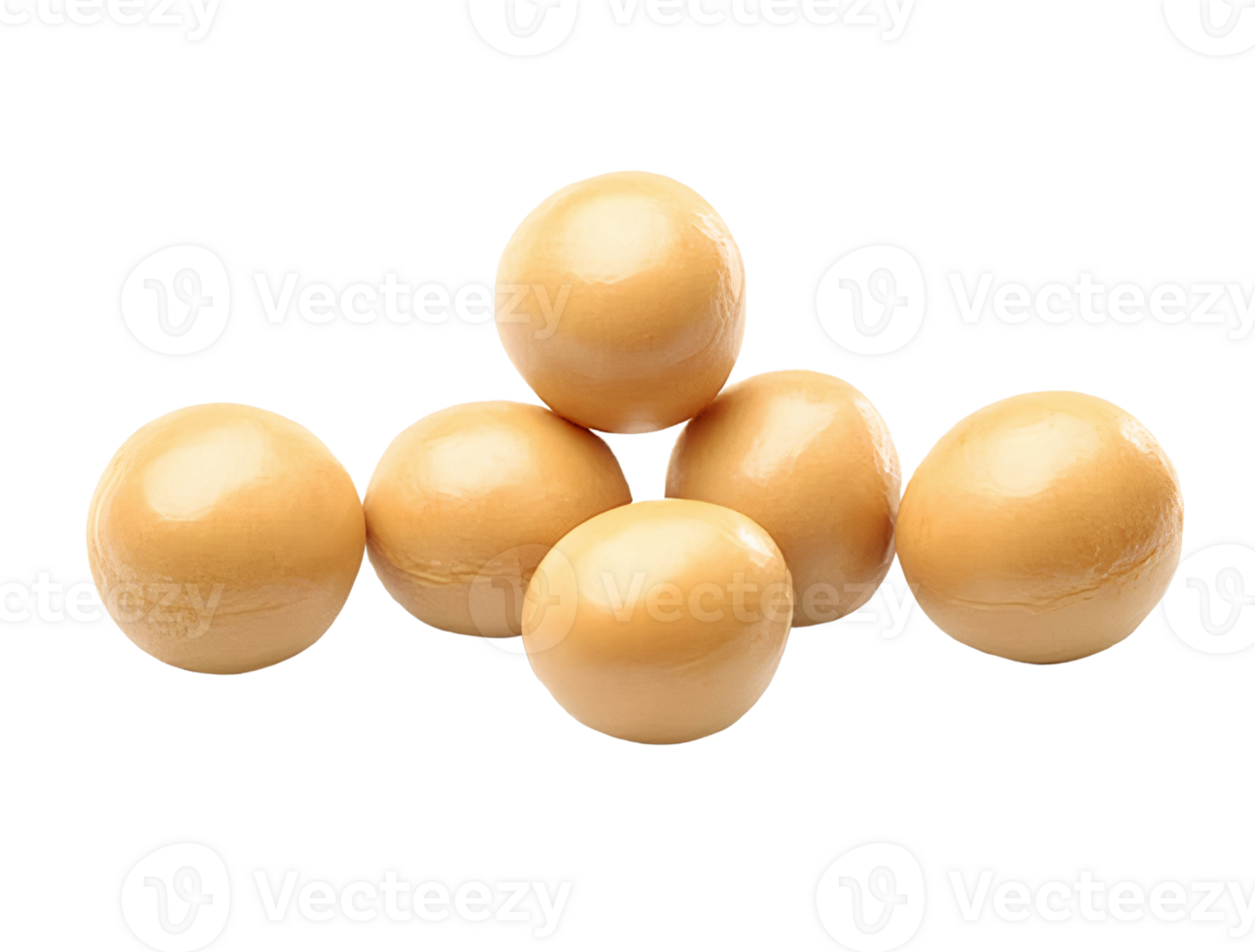 Creamy beige spherical candies on transparent background png