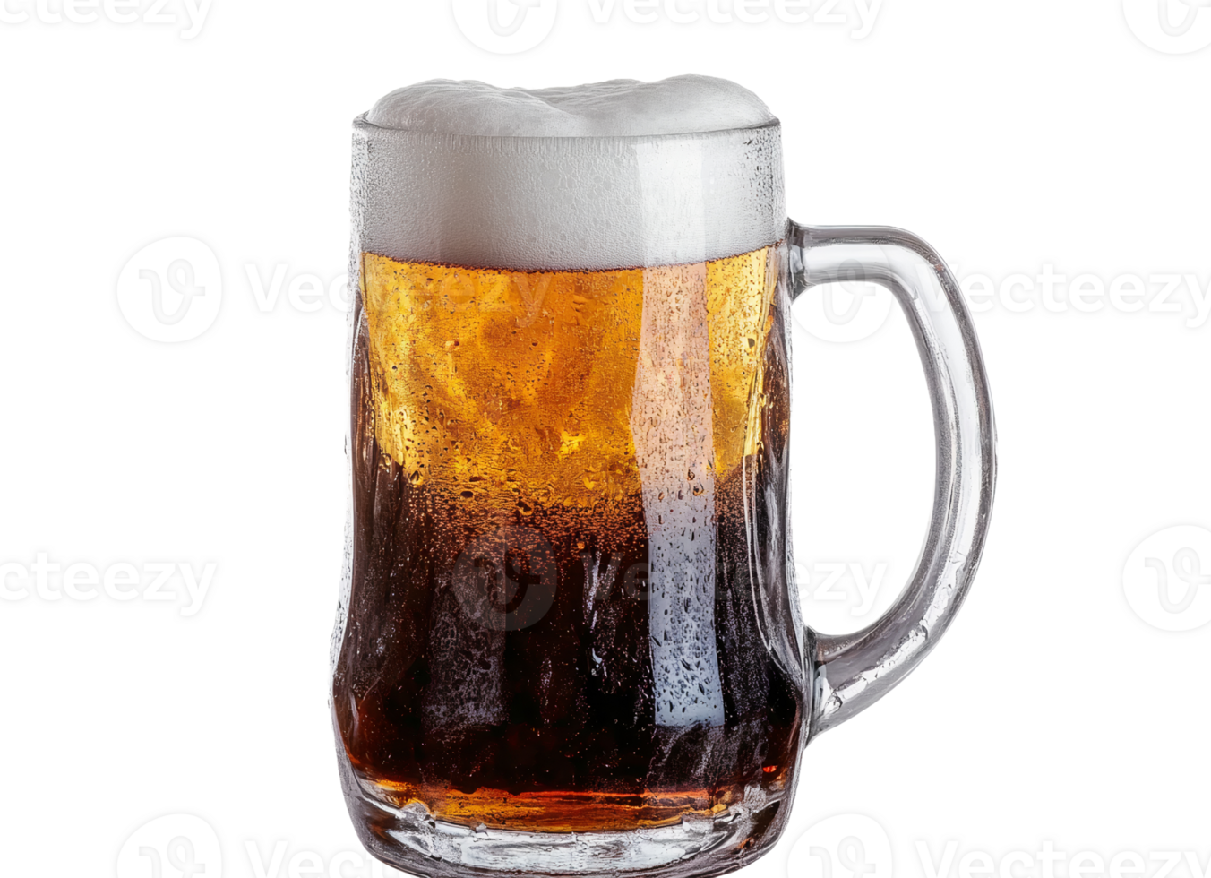 Cold Lager in a Glass Mug with Thick Foam png