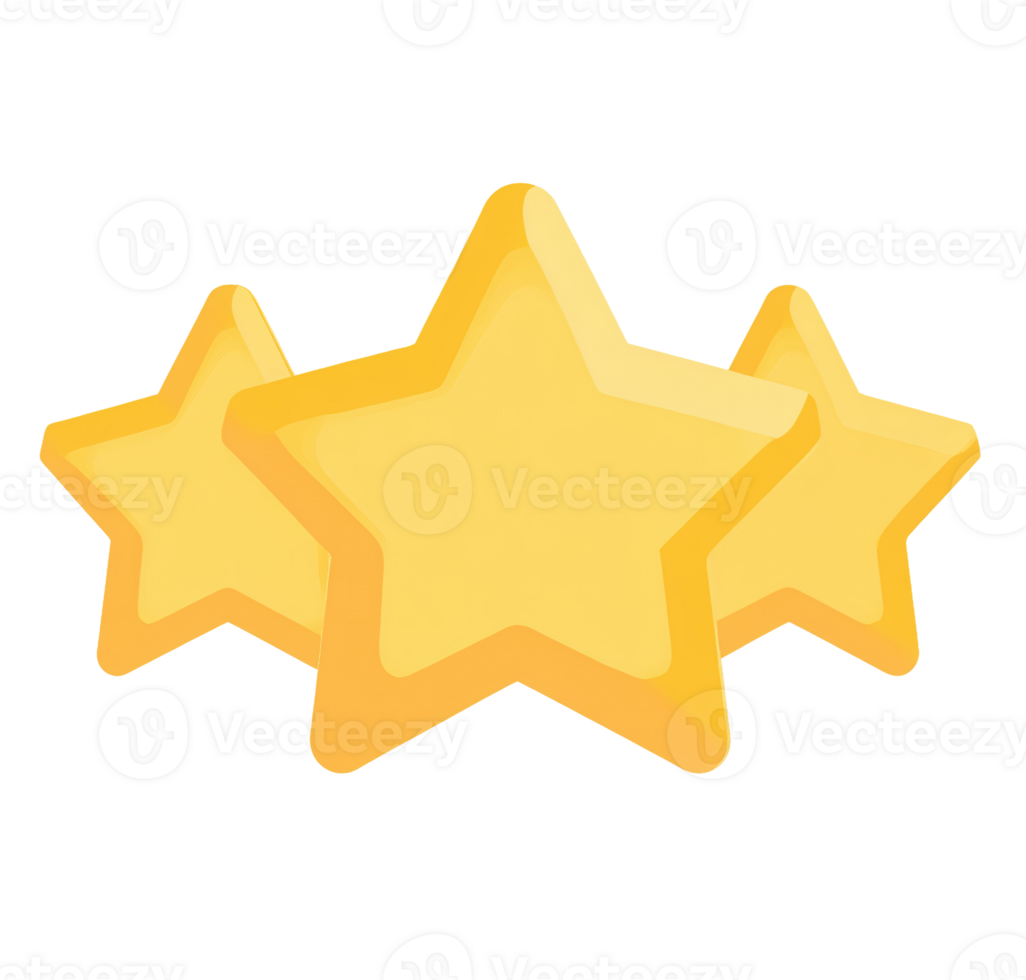 Golden stars three pointed shape on transparent background png