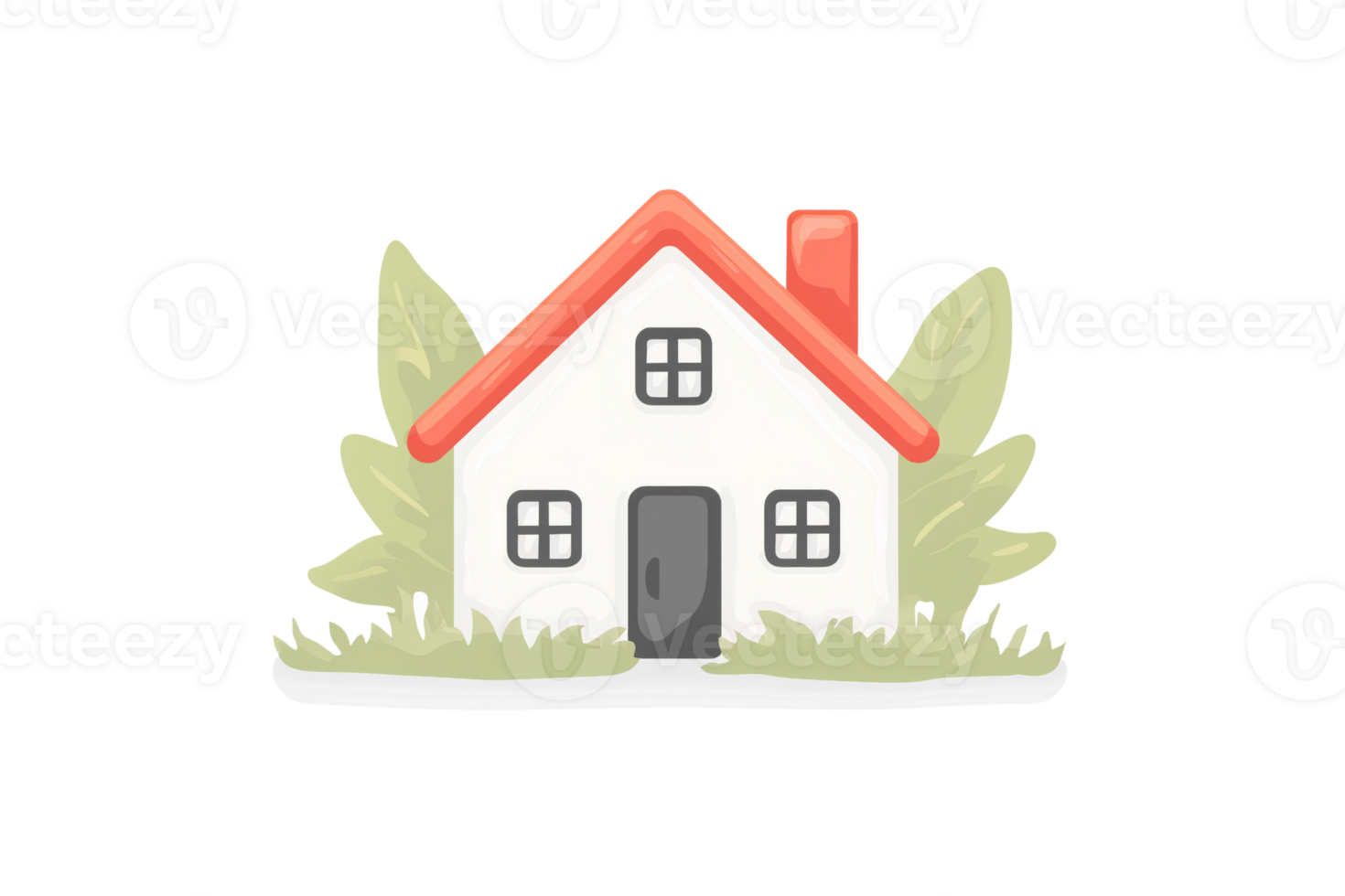 Cute house illustration on transparent background png