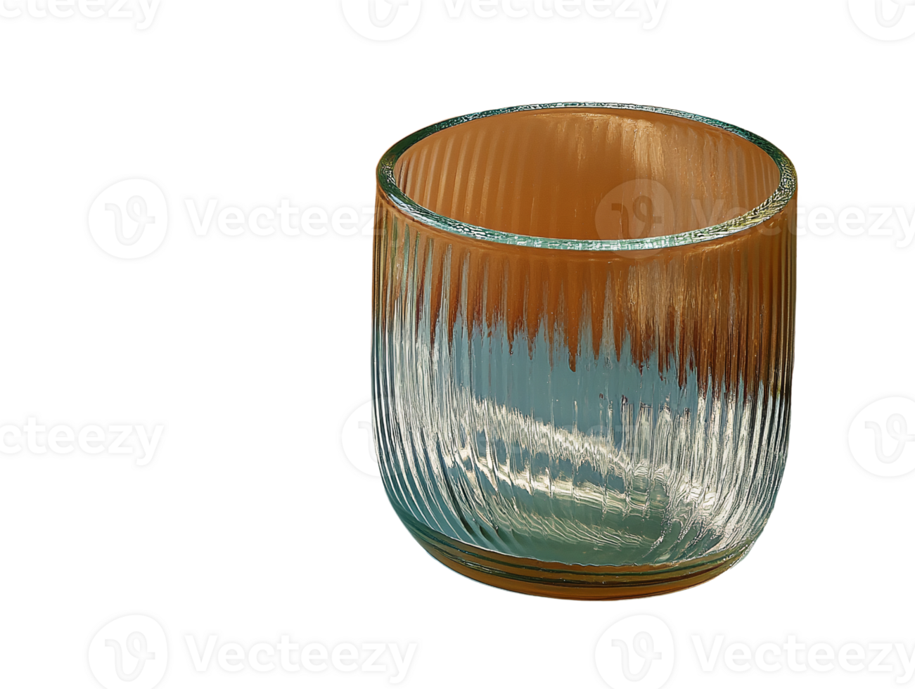 Glass ribbed tumbler on white background png