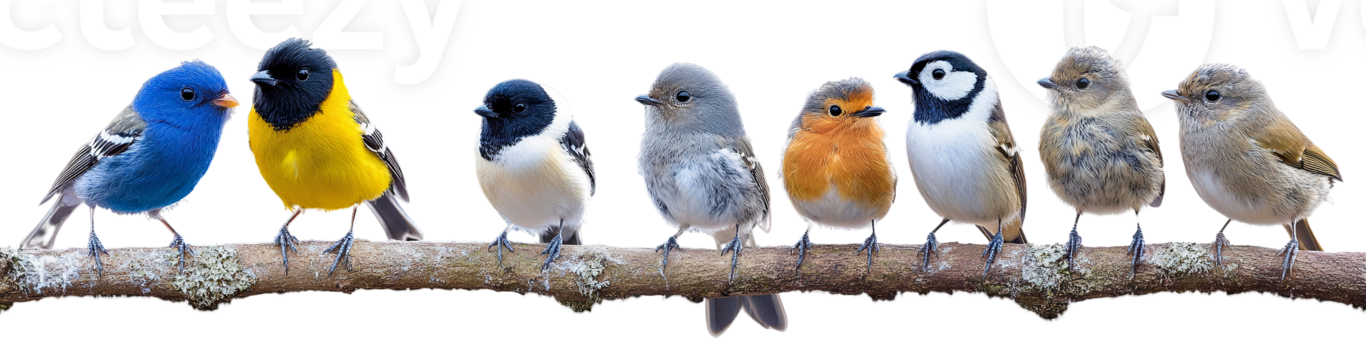 Bright and Multicolored Birds Resting on Dark Background png