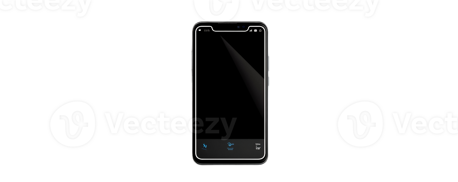 Smartphone mockup black screen on transparent background png