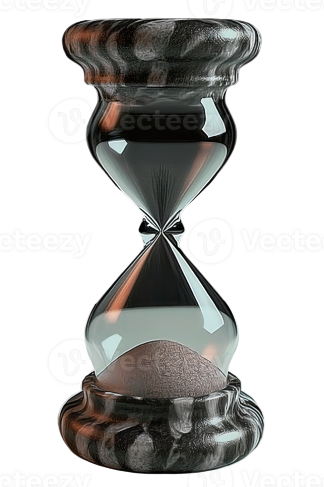 Elegant marble hourglass with sand on transparent background png