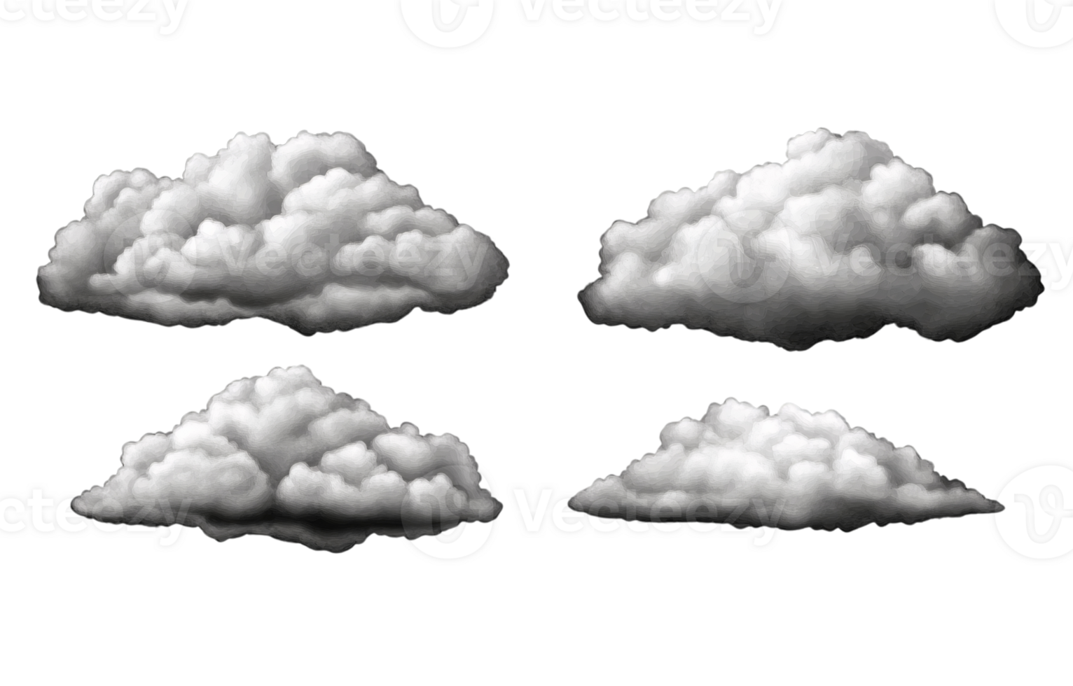 Soft and Fluffy White Cumulus Clouds with Airy Texture png