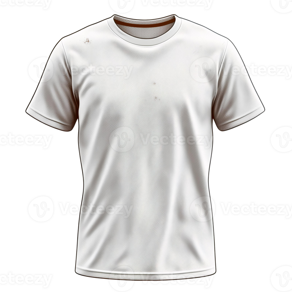 White short sleeve t-shirt mockup on transparent background png