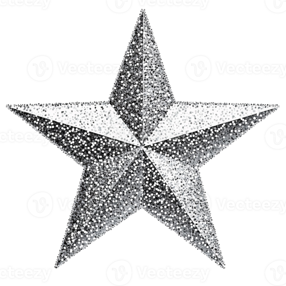 Silver glitter star shape on transparent background png