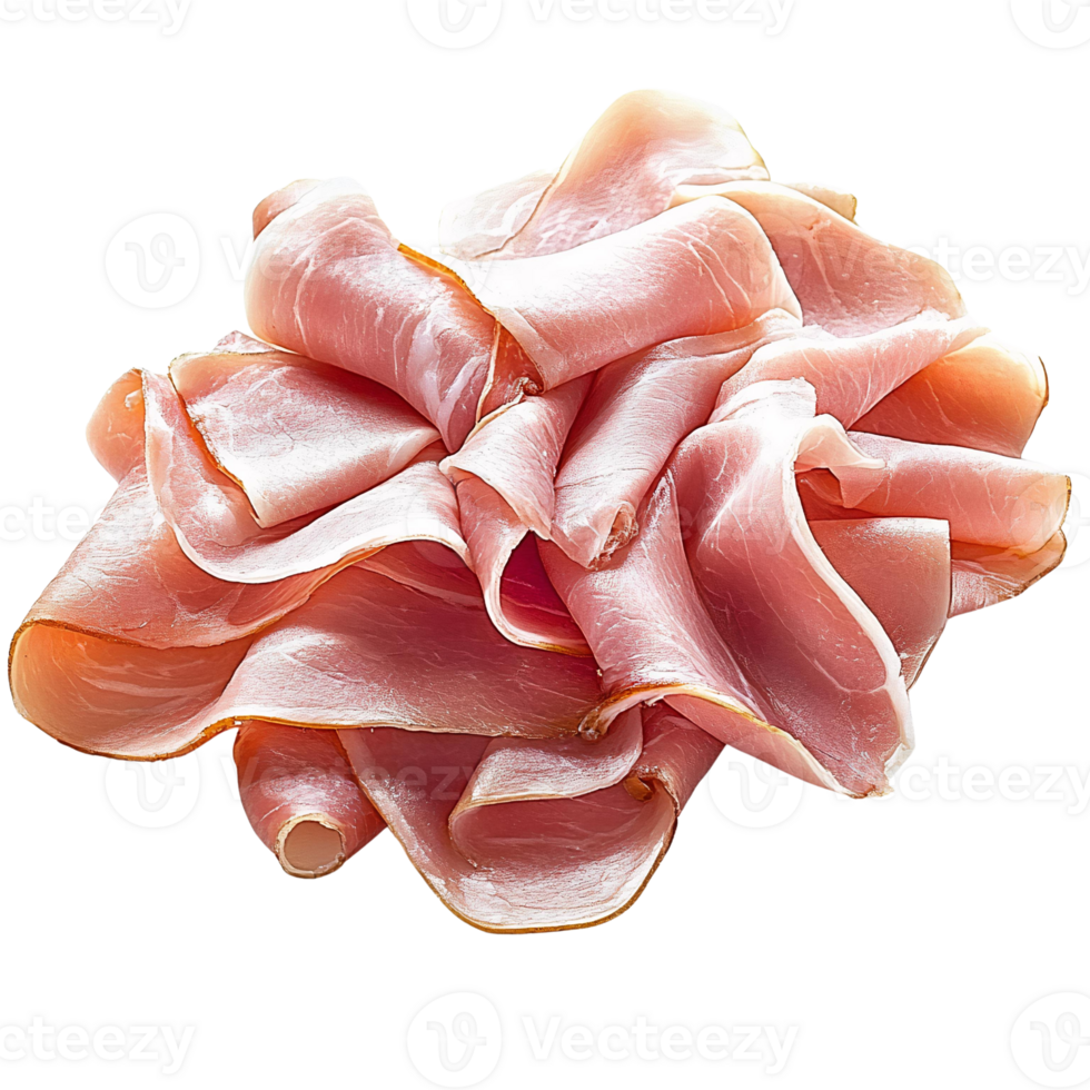 Pink ham slices isolated on transparent background png