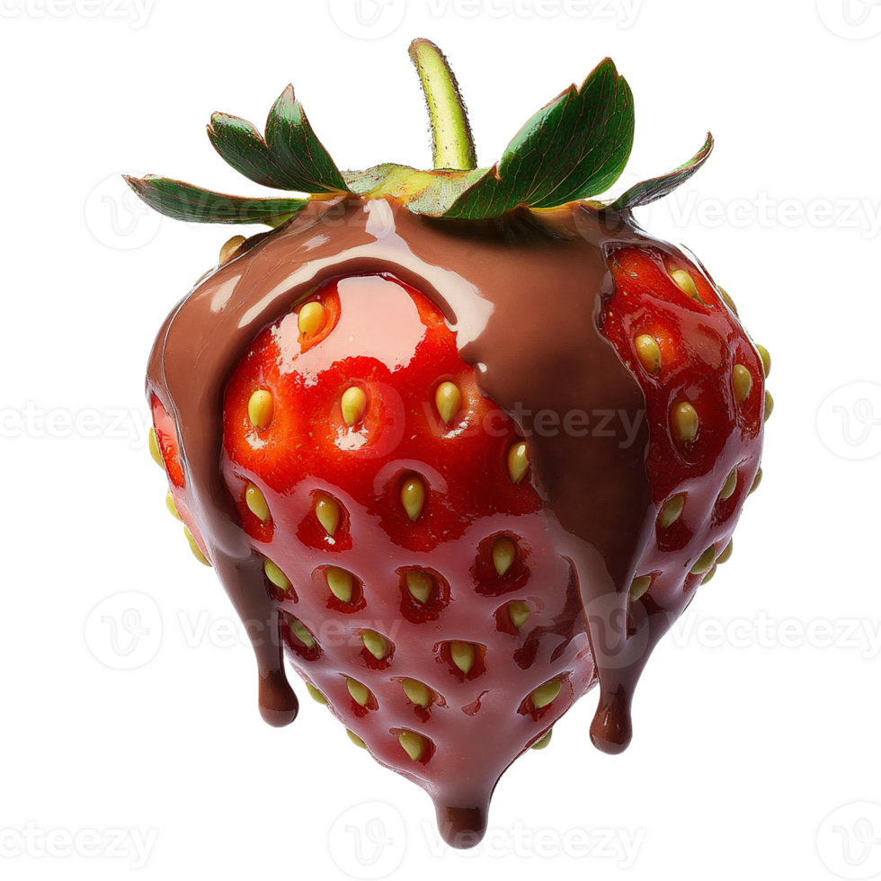Delicious Chocolate Dipped Strawberry with Glossy Coating png