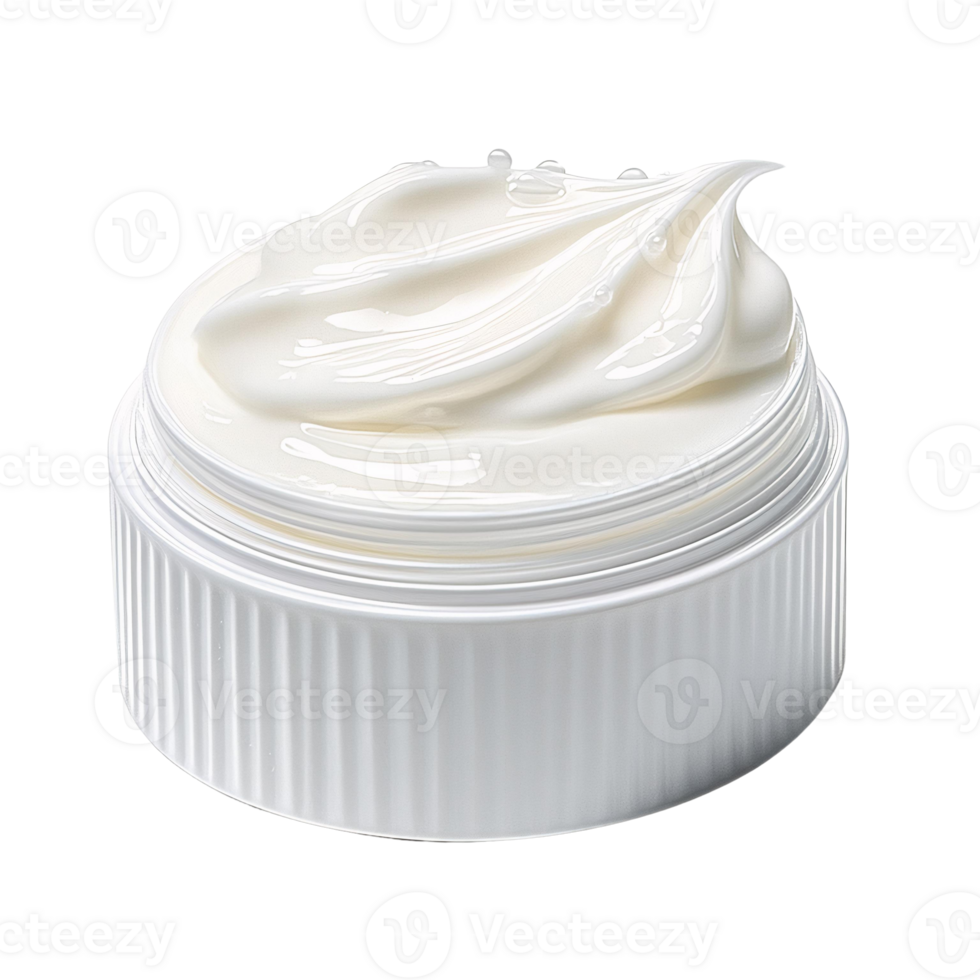 White creamy moisturizer in jar on transparent background png