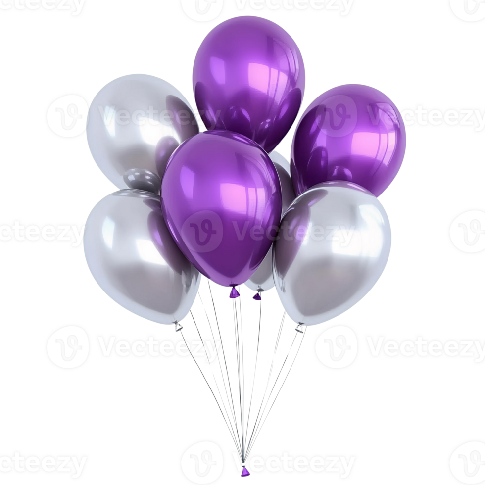 Festive Purple and Silver Balloons for Party Decorations png