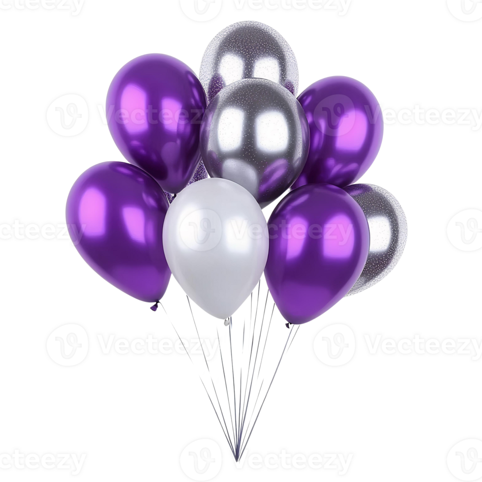 Luxurious Purple and Silver Balloon Set for Special Occasions png