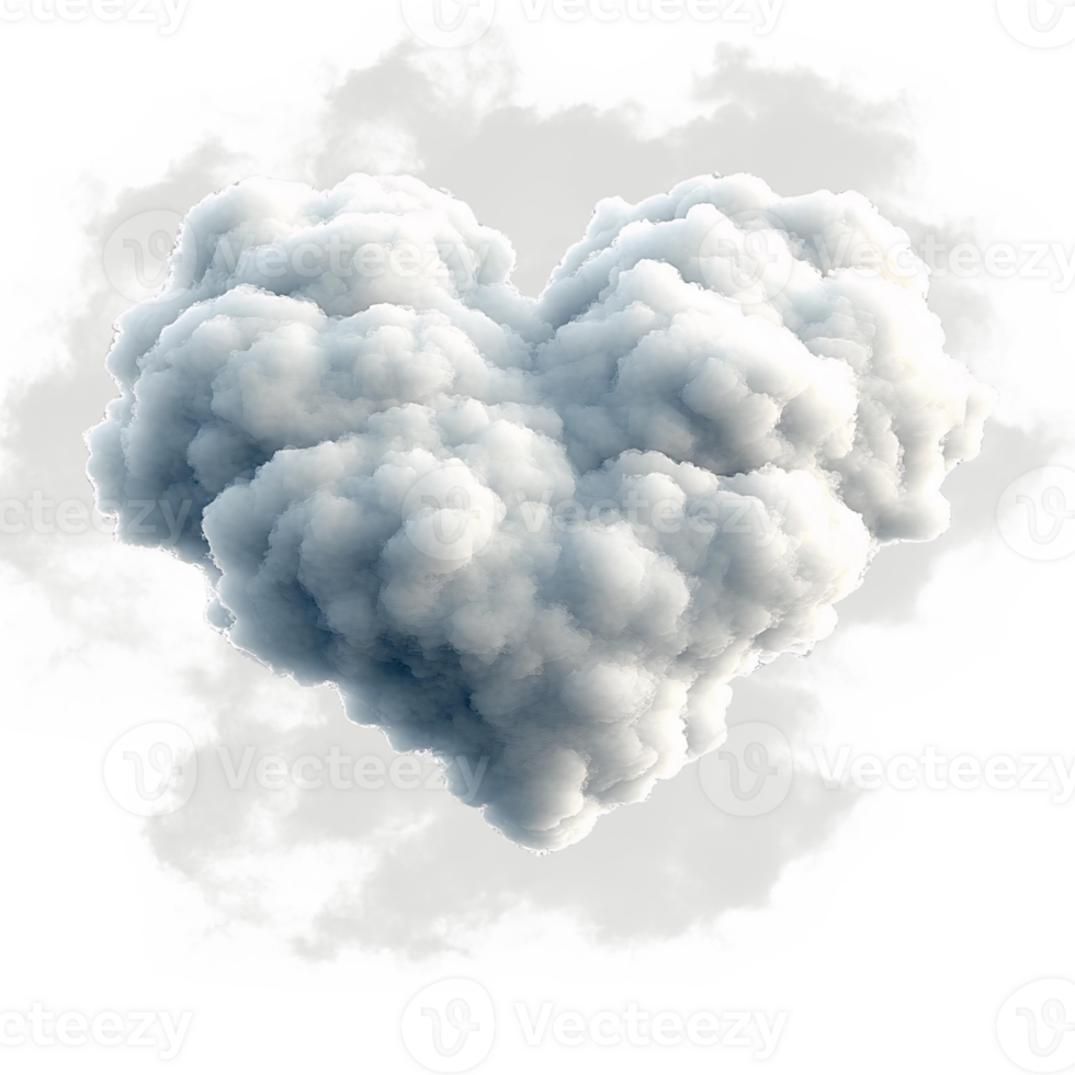Heart shaped cloud smoke effect on transparent background png