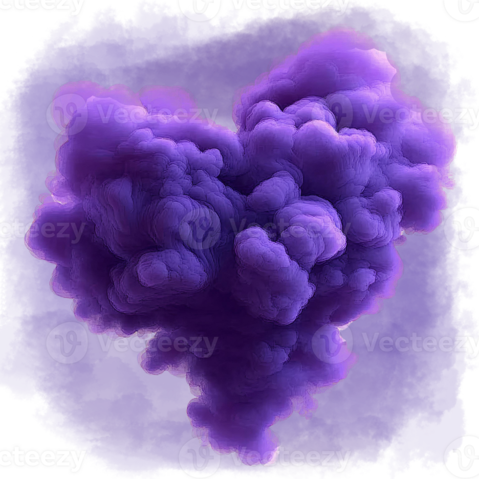 Purple smoke heart shape digital art png