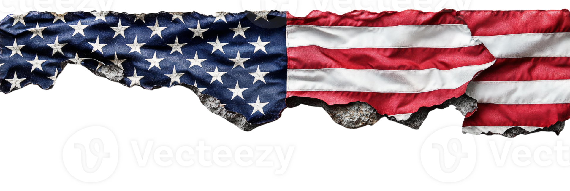 Torn american flag banner on transparent background png