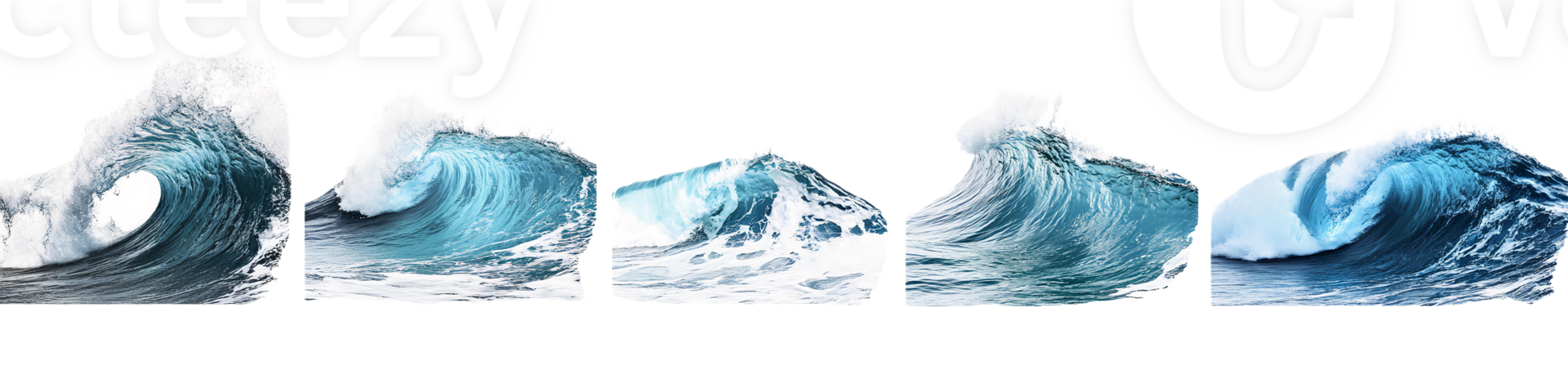 Ocean waves set on transparent background png