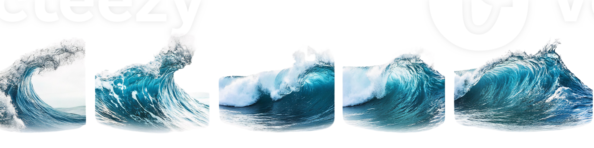 Flowing Ocean Wave Elements on Transparent Background png
