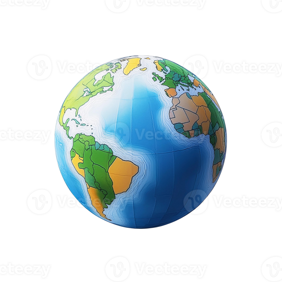 Colorful globe illustration on transparent background png
