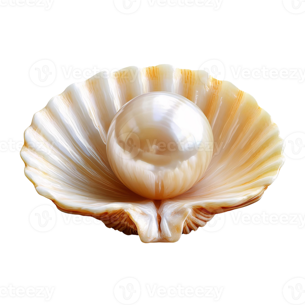 Large pearl in shell on transparent background png