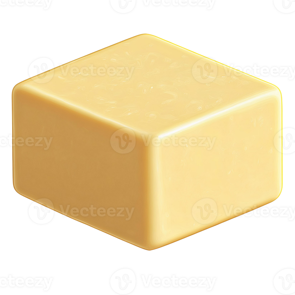 Cubic cheese block on transparent background png