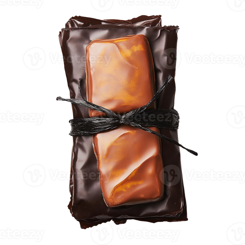 Milk chocolate bar wrapped in dark chocolate on transparent background png