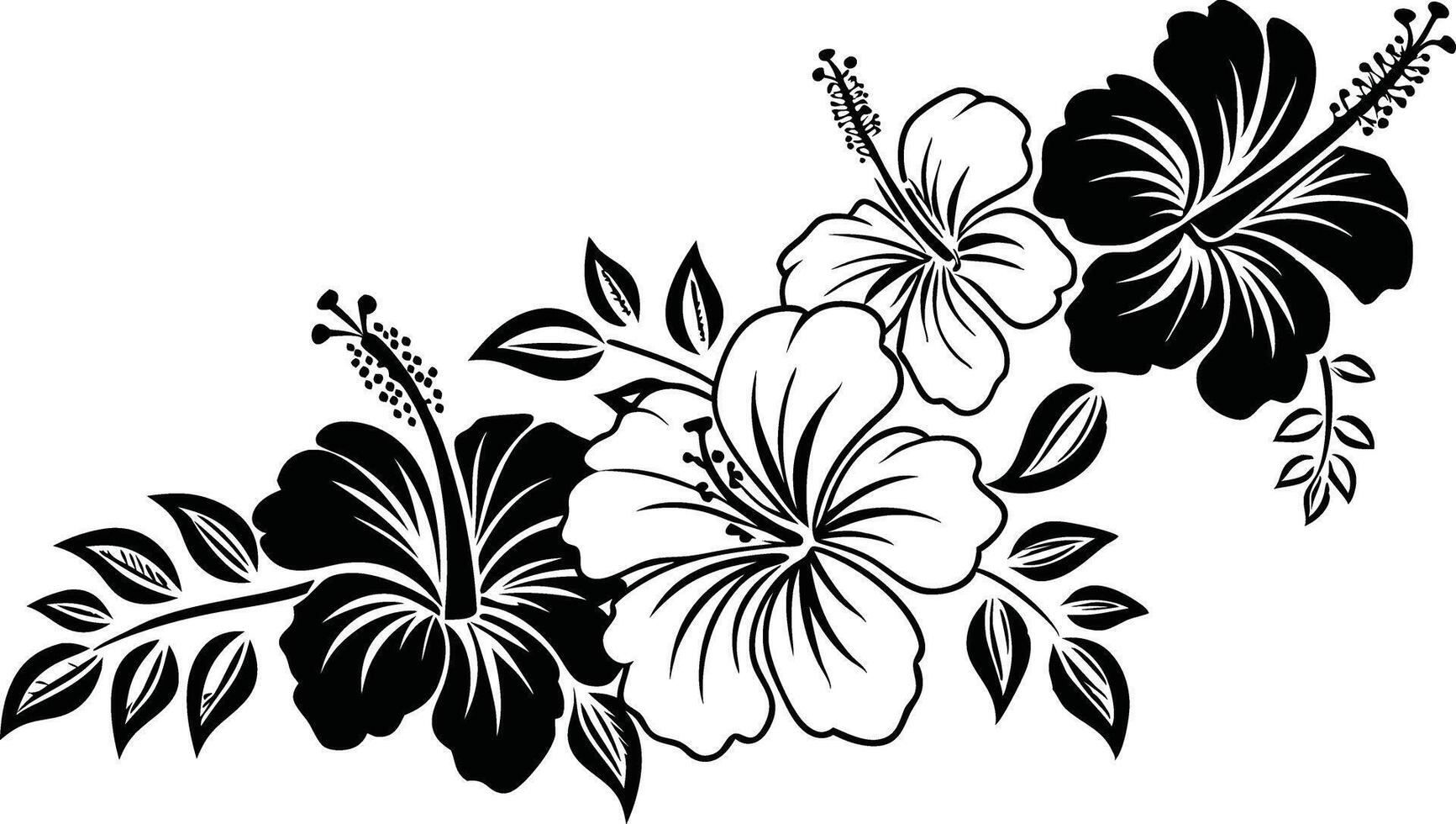 Elegant Black and White Hibiscus Flower Design vector