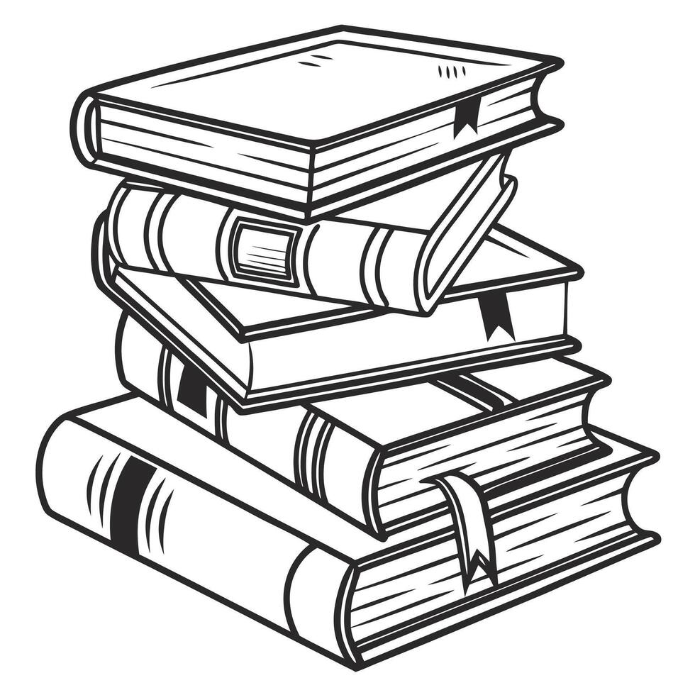 Black and White Stack of Books Perfect for Educational vector
