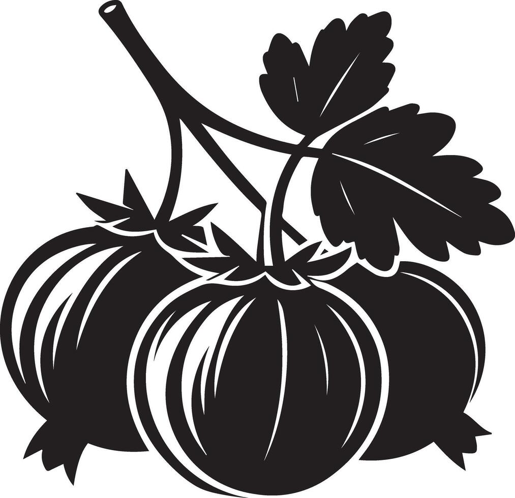 Black and White Ceylon Gooseberry Silhouettes vector