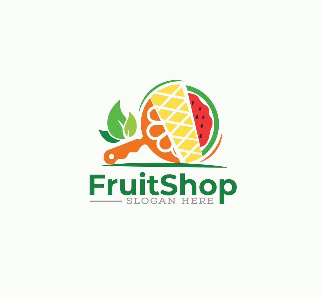 Creative fruits shop logo vector