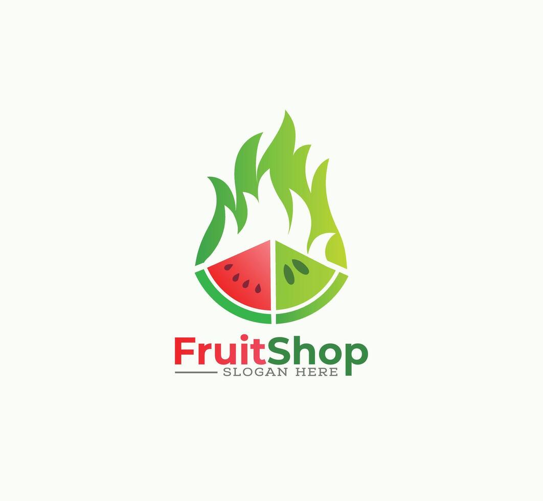 Fire fruits store logo design vector