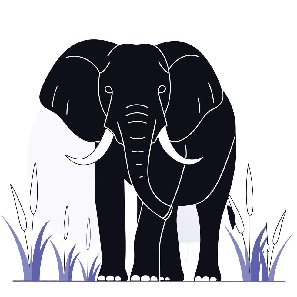 Majestic Elephant Illustration a Powerful Wildlifeilhouette, on white background, isolated vector